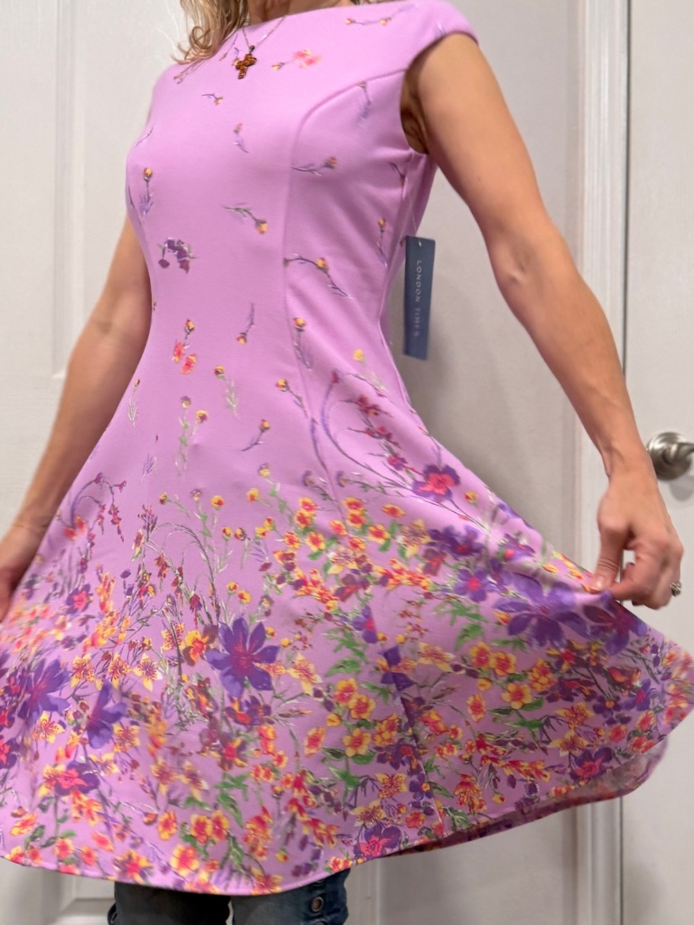 NWT Lilac Pink Floral Fit-and-Flare Dress